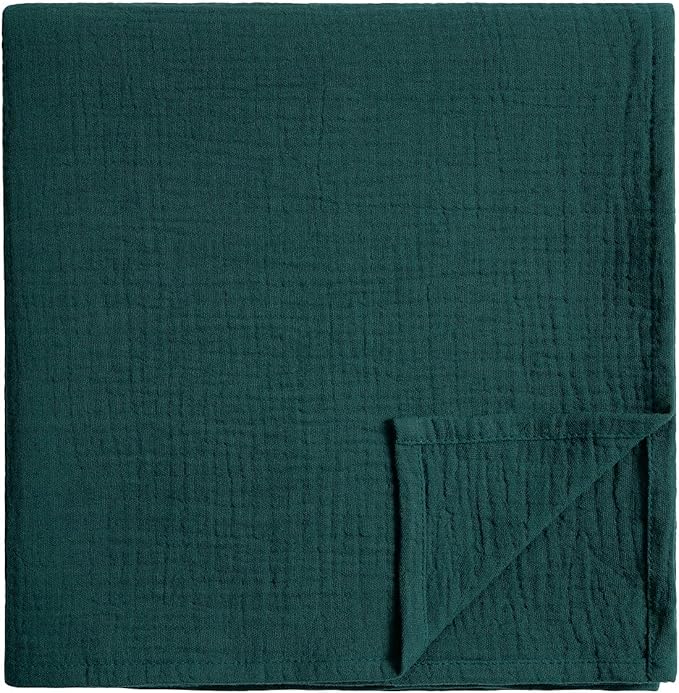 Meracorallo Muslin Swaddle Blanket, 100% Cotton Receiving Blanket Soft and Breathable Swaddle Wrap for Baby Boys and Girls, Dark Green