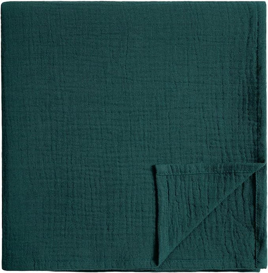 Meracorallo Muslin Swaddle Blanket, 100% Cotton Receiving Blanket Soft and Breathable Swaddle Wrap for Baby Boys and Girls, Dark Green