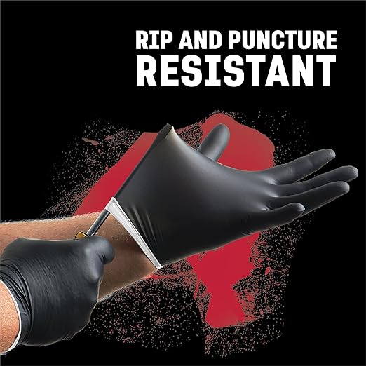Venom Steel - VEN6144N Nitrile Gloves,Rip Resistant Disposable Latex Free Black Gloves,2 Layer-Gloves,6 mil Thick,X-Large,(Pack of 1000)