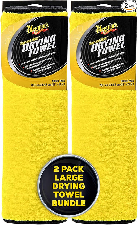 Meguiar's X190400 Supreme Shine Drying Towel, Large Super Plush – 2 Pack