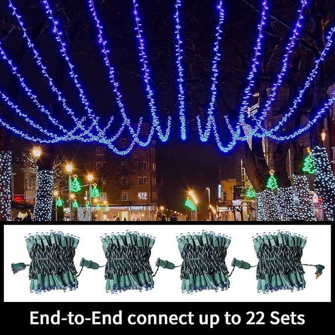 LAMPHOME 60LED Blue Christmas Lights Plug in,Connectable Christmas Tree Lights, String Lights Indoor Outdoor for Halloween Tree Party Bedroom Garden Wedding Valentines Day Decor,UL Certified