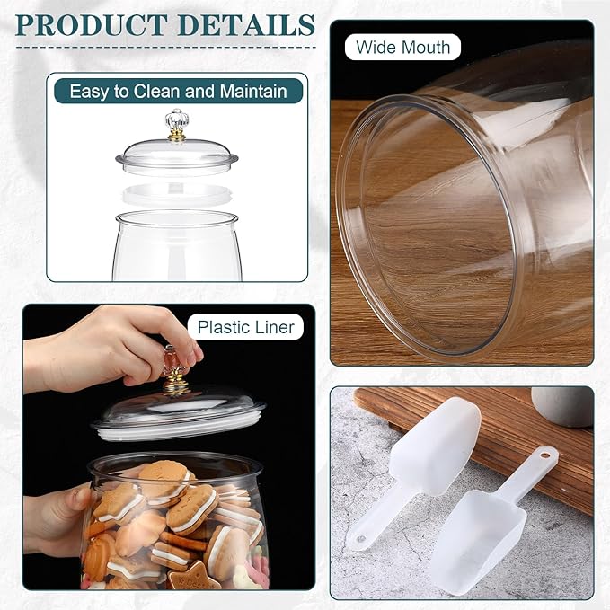 Nuogo 0.5 Gallon/64 oz Candy Jar With Lid and Spoon Clear Cookie Container Candy Jar Large Airtight Apothecary Storage Organization for Wedding Home Kitchen Bar