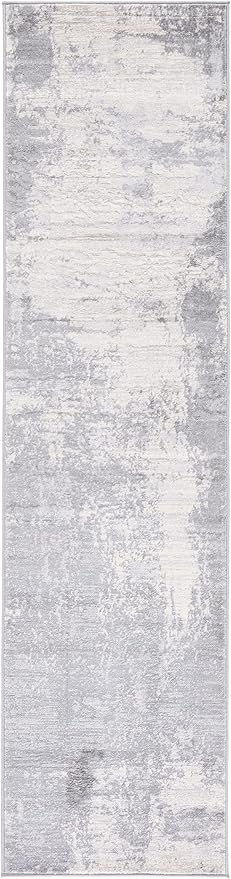 SAFAVIEH Jasper Collection Runner Rug - 2' x 6', Light Grey & Ivory, Modern Abstract Design, Non-Shedding & Easy Care, Ideal for High Traffic Areas in Living Room, Bedroom (JSP101F)