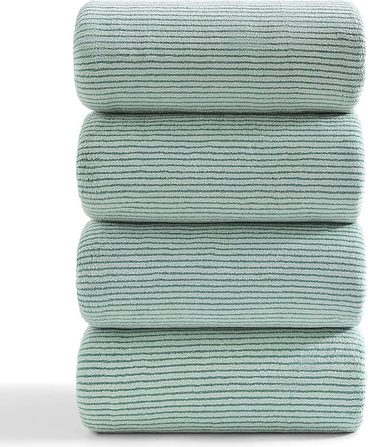 4 Piece Bath Towel Set 35"x70"Oversized Bath Towel for Bathroom Ultra Soft Fluffy Extra Large Bath Sheet Luxury Premium Bathroom Towel Highly Absorbent Quick Dry Shower Towel for Hotel Spa,Green