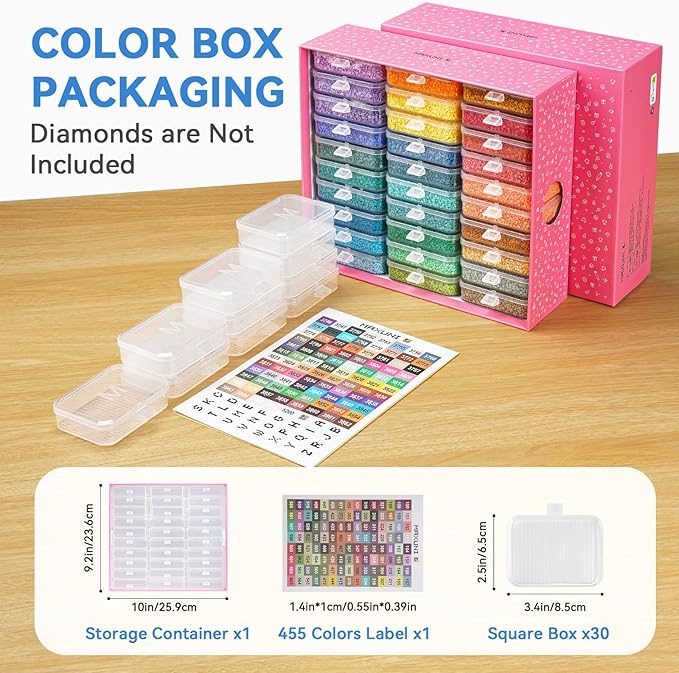 30pcs Diamond Tray Organizer - Diamond Painting Storage Trays with Lids, Stackable Diamond Sorting Tray Diamond Art Accessories for 5D DIY Beads Storage & Line-Up