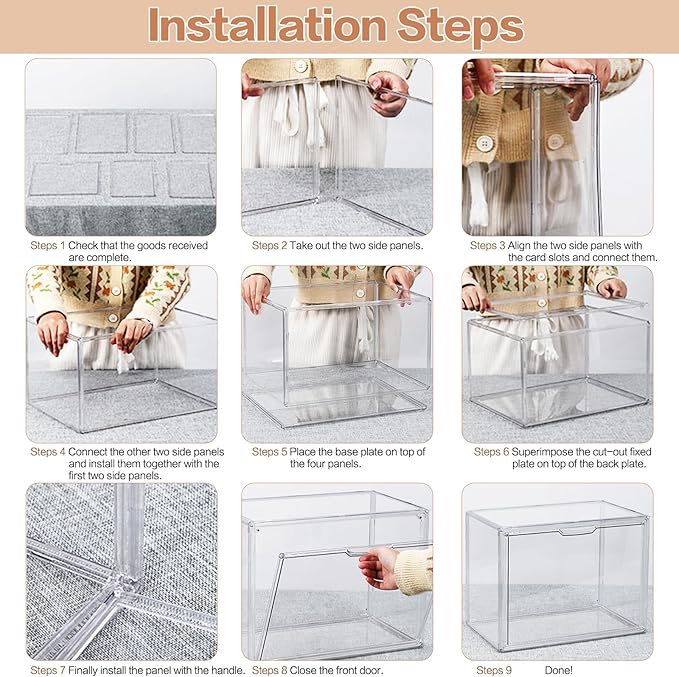 5 Packs Clear Handbag Storage Organizer for Closet, Purse Organizer Acrylic Display Case for Handbag, Stackable Storage Box with Magnetic Door for Wallet Book Toys Collectibles