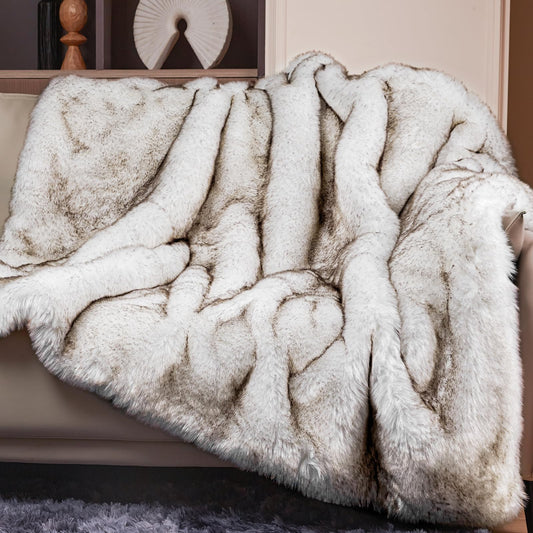 Touchat 1000GSM Faux Fur Throw Blanket, Super Thick Warm Cozy Heavy Blankets for Couch Bed Sofa, Plush Fuzzy Elegant Winter Reversible Mink Blanket for Living Room Bedroom 50''x60'