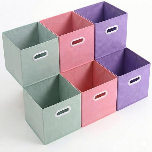 11 inch Cube Storage Organizer, Closet Organizers and Storage Bins with Handle, Collapsible Storage Bins for Shelves, Baskets Box for Clothes, Home, Toy, Lego, Fabric, Pack of 6