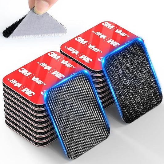 Hook and Loop Strips with Super Adhesive Heavy Duty, Made of 3M, Heat Resistant Waterproof, Outdoor or Indoor Use, 16 Sets Black 1.57x1.97 Inch