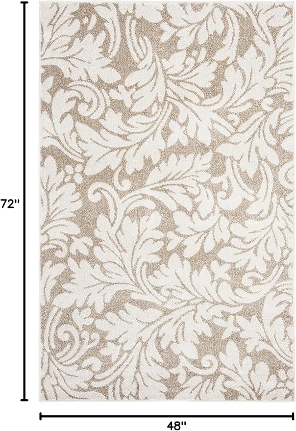 SAFAVIEH Amherst Collection Accent Rug - 4' x 6', Wheat & Beige, Floral Design, Non-Shedding & Easy Care, Ideal for High Traffic Areas in Entryway, Living Room, Bedroom (AMT425S)