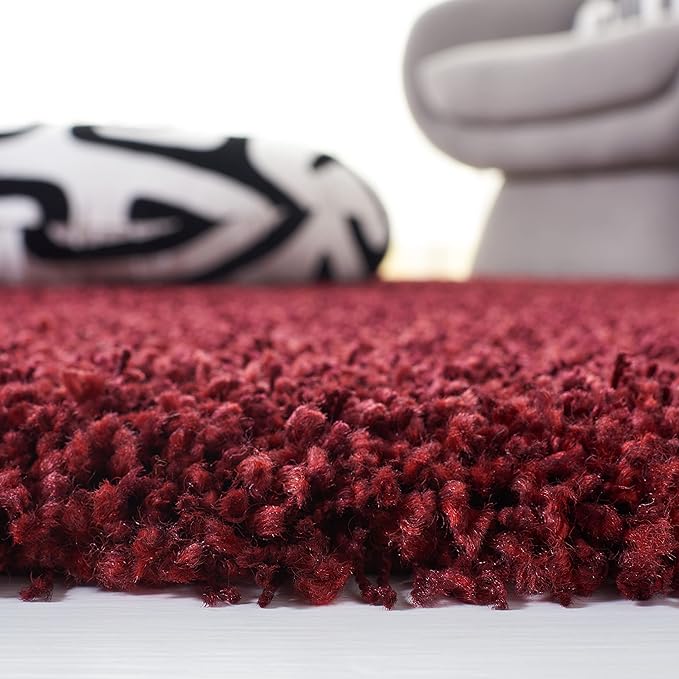 SAFAVIEH Santa Monica Shag Collection 9' x 12' Maroon SGN725 Solid Non-Shedding Living Room Bedroom Dining Room Entryway Plush 2-inch Thick Area Rug