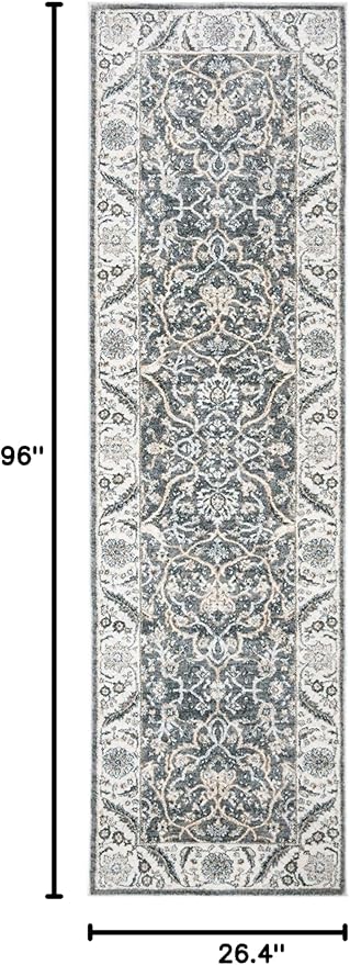 SAFAVIEH Isabella Collection Runner Rug - 2'2" x 8', Grey & Dark Grey, Oriental Design, Non-Shedding & Easy Care, Ideal for High Traffic Areas in Living Room, Bedroom (ISA912H)