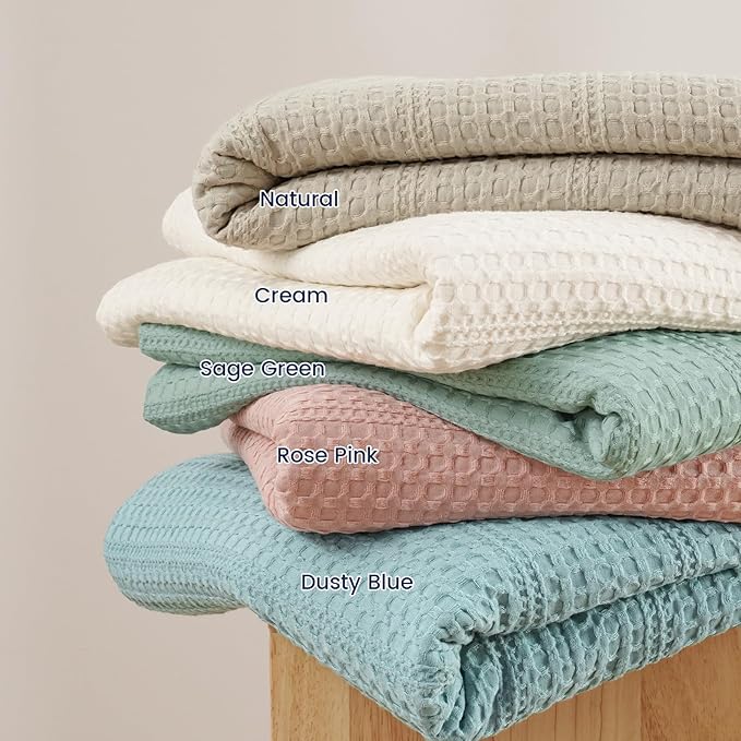 PHF Lightweight Waffle Weave Blanket King Size 104"x 90", Soft Woven Summer Blanket for Hot Sleepers - Aesthetic Home Decor for Couch Bed Sofa, Pet Friendly, Olive Green