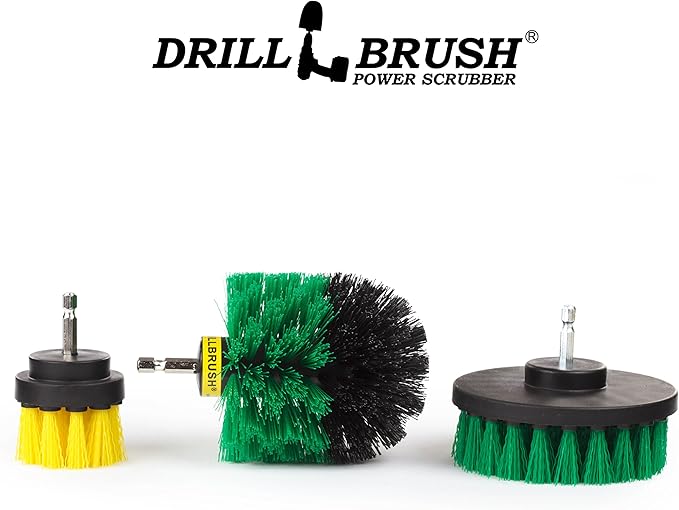 3 Rotary Power Scrub Brushes for Tile, Grout, Shower, Tub, Sink Hard Water Stains