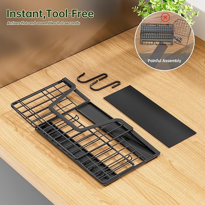 Heavy Duty Magnetic Shelf Basket for Fridge(2-Pack), Foldable Magnetic Storage Basket, No Assembly Space Saving Fridge Organizer for Fruits, Veggies, Snacks & Laundry