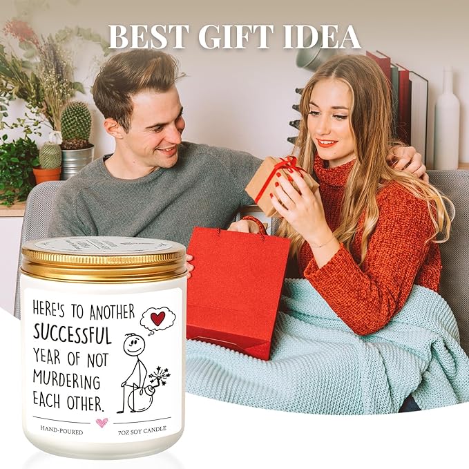 Anniversary Canlde Gifts, Wedding Anniversary Couple Gifts for Men Women Couple Husband Wife Boyfriend Girlfriend Him Her on 15th 10th 1st First Year Scented Candle