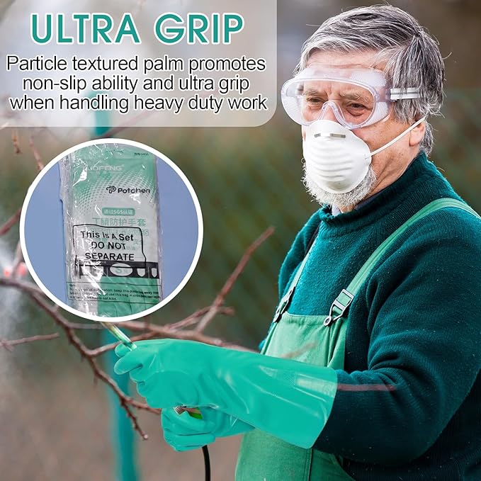 10 Pairs Chemical Resistant Gloves Heavy Duty Thick Nitrile Gloves Bulk for Cleaning, Resist Household Acid, Alkali and Oil (Small)