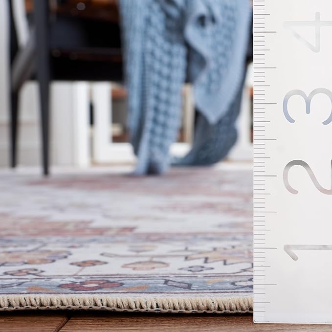 SAFAVIEH Washable Rug Tucson Collection - 8' x 10', Ivory & Rust, Slip Resistant & Easy to Clean, Ideal for Living Room, Bedroom, Dining Space (TSN109A)