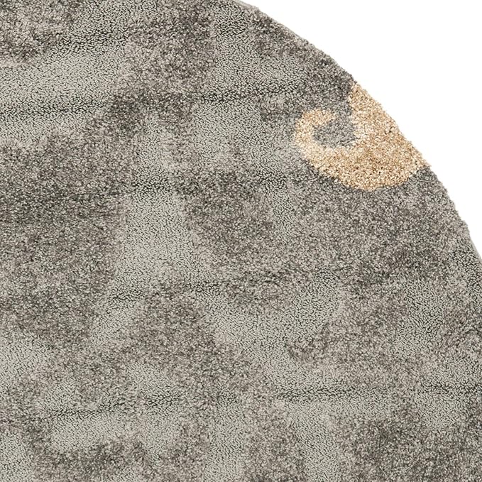 SAFAVIEH Florida Shag Collection 6'7" Round Grey/Beige SG458 Floral Non-Shedding Living Room Bedroom Dining Room Entryway Plush 1.2-inch Thick Area Rug