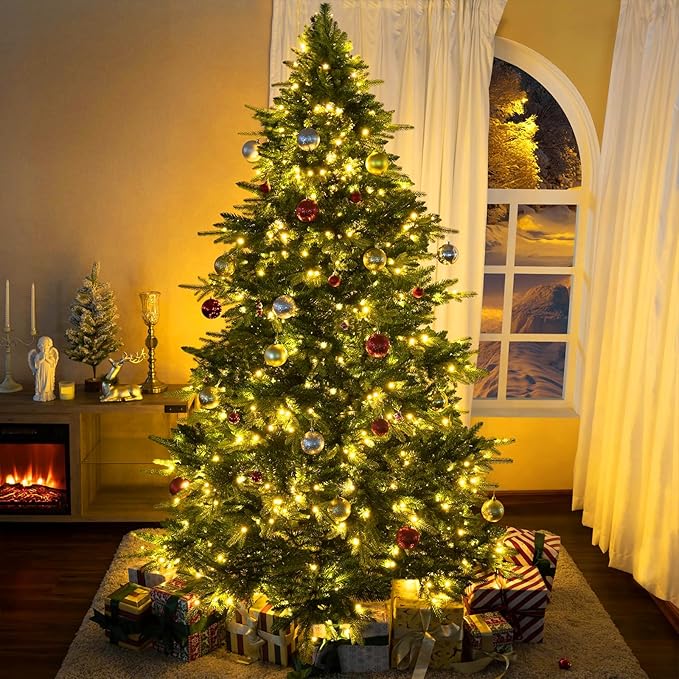 LAMPHOME 100 LED Warm White String Lights - 21.6FT LED Christmas Light, Mini led Extendable Green Wire Waterproof Indoor Outdoor Fairy String Lights for Xmas Tree Holiday Home Party Garden