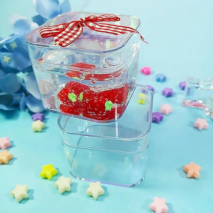 KissYou Acrylic Gift Box with Lid Clear Box Plastic Square Cube 24 Packs Candy Boxes Jewelry Storage Contanier Easter Decorative Boxes