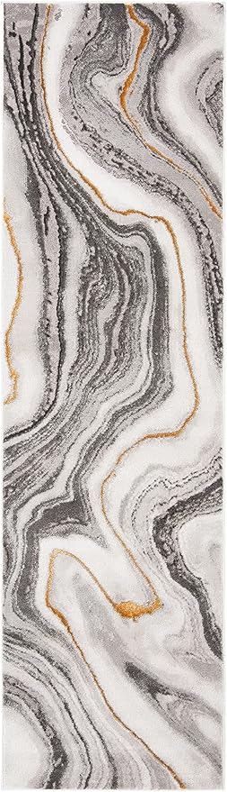 SAFAVIEH Craft Collection Runner Rug - 2'3" x 6', Grey & Gold, Modern Abstract Design, Non-Shedding & Easy Care, Ideal for High Traffic Areas in Living Room, Bedroom (CFT819F)