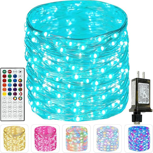 66Ft 200 LED RGB Color Changing Easter Fairy Lights Plug in, Waterproof Pastel String Lights with Remote for Outdoor & Indoor, 24 Colors Twinkle Lights with Timer for Girl's Room Easter Decorations