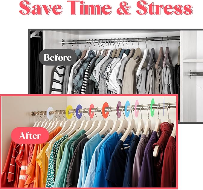 80Pcs Closet Dividers for Hanging Clothes, 10Colors Clothing Rack Size Divider Clothes Size Dividers Clothing Rack Divider Separators for Cloth Sorting Organization