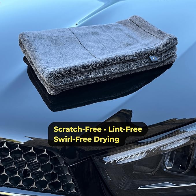 2000GSM Car Drying Towel – Sleek Max Dry 2K (20"x31") Ultra Plush Twist Loop Microfiber for Fast, Streak-Free Drying