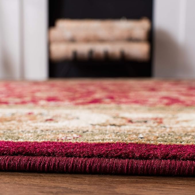 SAFAVIEH Lyndhurst Collection Area Rug - 8' Square, Red & Ivory, Traditional Oriental Design, Non-Shedding & Easy Care, Ideal for High Traffic Areas in Living Room, Bedroom (LNH312A)