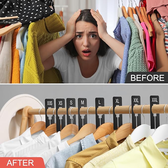 uxcell Clothes Dividers,16 Pack Rectangle Closet Rack Dividers Clothing Rack Size Dividers Blank Labels with 8 Size Reusable for Hanging Clothes Sorting Size, White