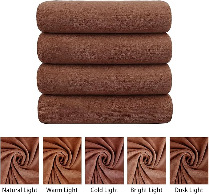 Microfiber Bath Towels, Bath Towel 4 Pack 30" x 60", Oversized, Soft, Super Absorbent and Fast Drying Bathroom Towel Set for Sport, Fitness, Yoga (Brown)