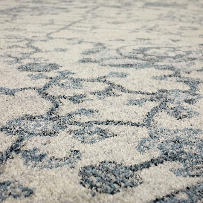 Mohawk Home Garrett Floral Ornamental Denim Blue 2' x 8' Area Rug Perfect for Living Room, Dining Room, Office