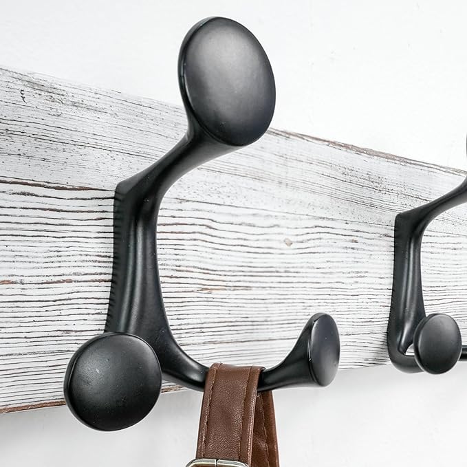 SKOLOO 36-Inch Wood Coat Rack Wall Mount with 6 Triple Hooks - Ideal for Family Entrances, Classrooms, and Pet Supplies Storage - Perfect Coat Hooks for Wall,Distressed White Wash