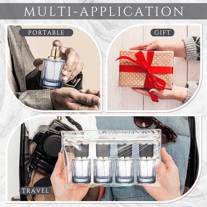 12 Pcs 30/50/100ml Empty Glass Perfume Bottles Bulk Pack for Perfume Makers Refillable Atomizer Cologne Bottles DIY Vintage Fragrance Packaging Glass Bottling Supplies (Black,50 ml)