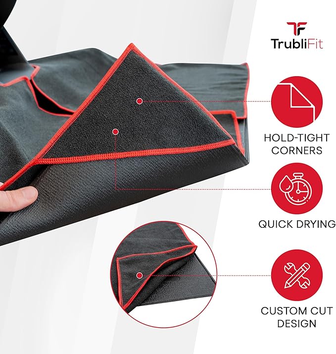 Mat Sweat Towel for the Original Peloton Bike & Bike+ and Cross Training Bike & Bike+, Accessories for Peloton Bike, Washable Mat Towel, Indoor Cycling Floor Mat for Intense Hill Climbs and Workouts