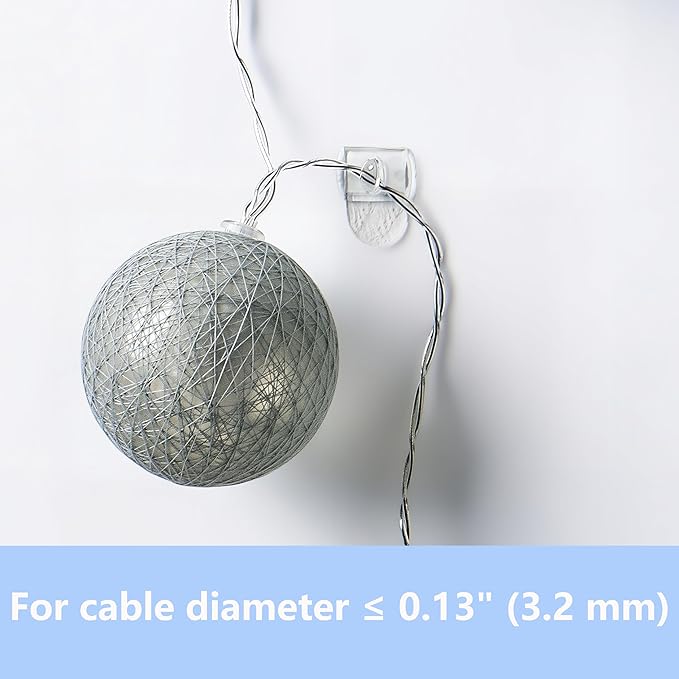100 Mini Clear Light Clips with 120 Adhesive Strips, Damage-Free Indoor Mini Wall Hooks for Hanging, Removable Clips for Christmas Decoration