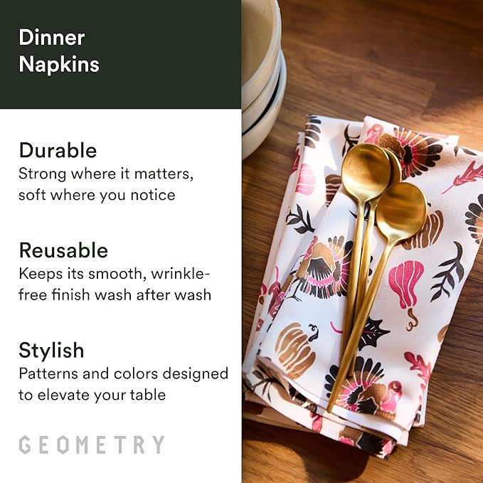 Christmas Dinner Napkins - Premium Cloth Napkins - Quick Dry & Super Absorbent Table Napkins - Premium Geosuede Linen Napkins - Pine 19" x 19" - 6 Pieces