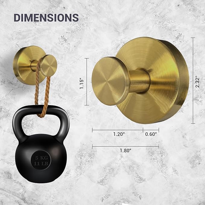 Suction Cup Hooks for Shower - 4 Pack, Gold - Stainless Steel, Strong Suction, No Drill, Removable Hanger, Tile Bathroom Kitchen Wall, Glass Door, Mirror Hook Hanging Robe, Towel Holder