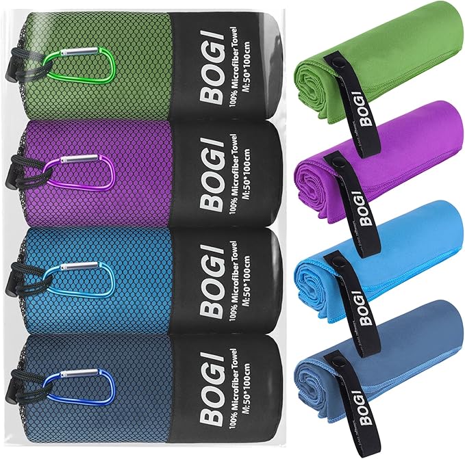 4 Pack Microfiber Travel Sports Towel-Quick Dry Towel, Soft Lightweight Microfiber Camping Towel Absorbent Compact Travel Towel for Camping Gym Beach Bath Yoga Swimming Backpacking-4 pcs Medium