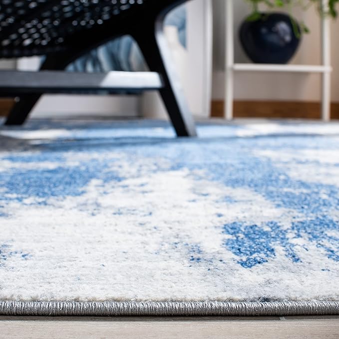 SAFAVIEH Jasper Collection Runner Rug - 2' x 10', Blue & Ivory, Modern Abstract Design, Non-Shedding & Easy Care, Ideal for High Traffic Areas in Living Room, Bedroom (JSP101M)