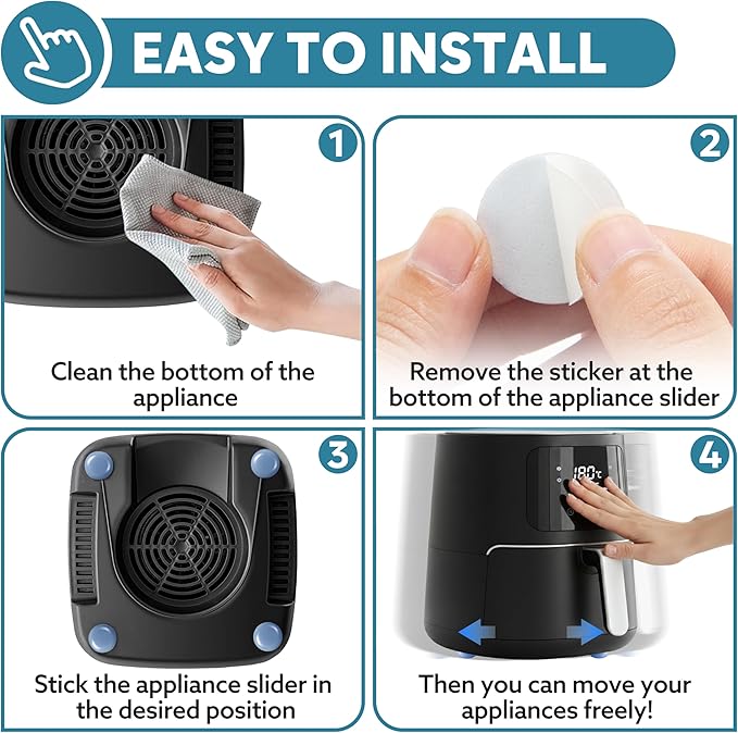 Appliance Sliders for Kitchen 24 PCS Self-Adhesive Small Kitchen Finds Appliance Slider Hacks Easy to MovIing & Space Saving Must Have Home Gadgets Mixer Accessories for Countertop