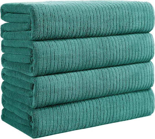 Bath Towels Set of 4 Extra Large 35 x 70 Inches,Luxury Thick High Absorbent and Quick Dry Bath Sheet,Ultra Soft Microfiber,Bathroom,Beach,Yoga,Sport,SPA,Fitness (Teal Green)