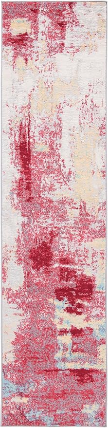 SAFAVIEH Jasper Collection Runner Rug - 2' x 8', Red & Ivory, Modern Abstract Design, Non-Shedding & Easy Care, Ideal for High Traffic Areas in Living Room, Bedroom (JSP101Q)