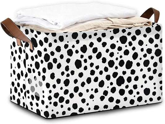 Animal Spots Storage Bins with Handles, Cat Dog Collapsible Storage for Clothes, Gift Basket, Blankets & Closet Organization