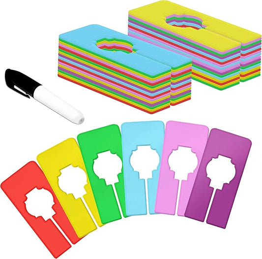 30 PCS Closet Rack Dividers, 6 Colors Rectangular Clothing Hanger Dividers with a Bonus Marker, Writable & Reusable for Sorting Clothes Size, Color Brand