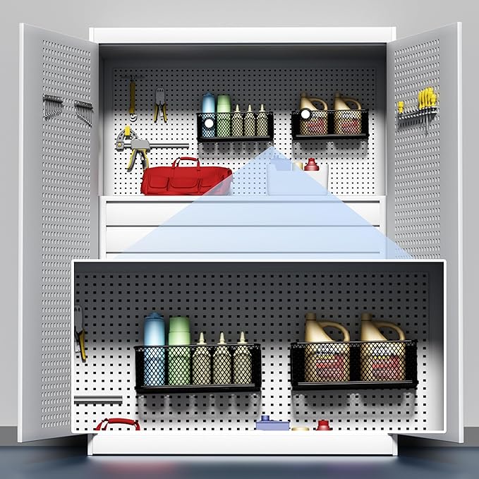 Magnetic Basket Bins Fridge Organizer Pencil Holder - Whiteboard Accessories for Home Kitchen Organization (Mesh Black-High)