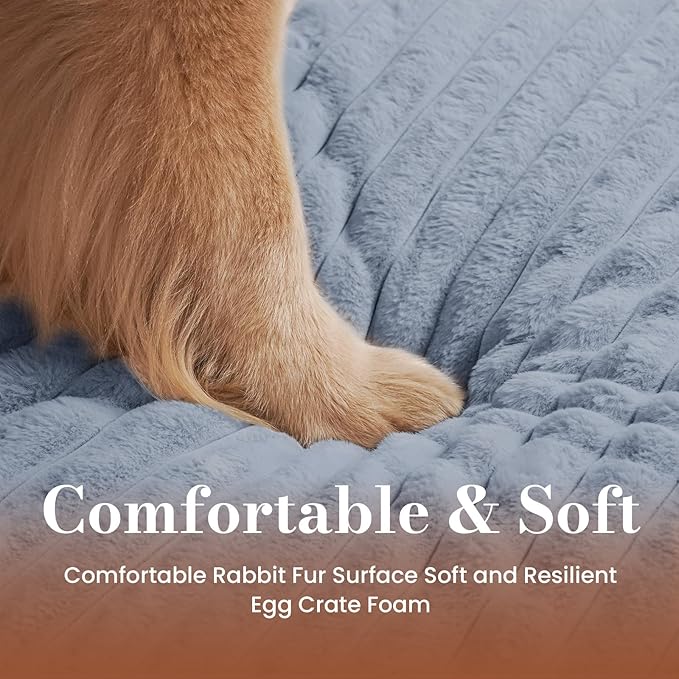 Orthopedic Dog Bed Medium Size Dog, Pet Beds with Waterproof Lining, Soft Short Plush Surface & Egg Crate Foam, Machine Washable Pet Mat with Removable Cover & Anti Slip Bottom