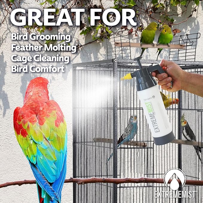 ExtremeMist® Bird & Aviary Care Starter Kit 20oz + 32oz Continuous Pressurized Mist Spray Bottles for Bird Bathing, Cooling & Cage Cleaning — Gentle Parrot, Finch & Aviary Mist Sprayer Set