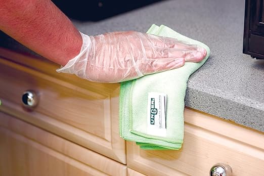 Unger Commercial Microfiber Cleaning Cloth, 10 Pack - MicroWipe 4000 Heavy Duty, 16" x 15", Green - Streak-Free, Multi-Surface Cleaning - MF400